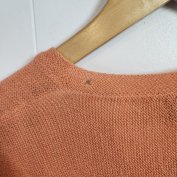 Vintage 90s Orange Knit Lightweight Sweater V-Neck Peru Alpaca Mens Size Medium - Picture 9 of 12